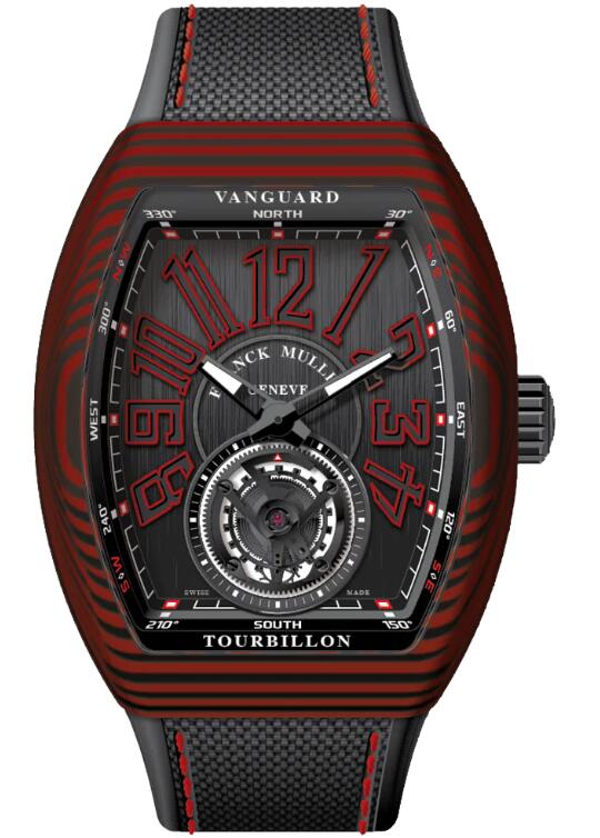 Buy Franck Muller Vanguard Tourbillon Red Black Carbon Case Replica Watch for sale Cheap Price V 45 T CARRG (NR) (NR. NR RGE)